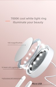 Small Mini Hand Held Makeup <b>Mirror</b> Led <b>Light</b> Travel Folding Cosmetic Hand Compact Pocket <b>Mirror</b> - Product Image 6