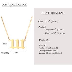 قلادة نسائية عصرية مقاومة للماء أنيقة غير مشوهة من الفولاذ المقاوم للصدأ قلادة رقم ملاك للمناسبات والحفلات - Product Image 2