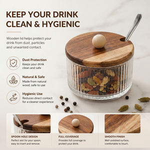 Couvercle en bois WeWood du Vietnam avec trou pour cuillère, couvercle rond pour pot à sucre, bouton sphérique pour pot à condiments, capuchon pour pot à épices - Product Image 3