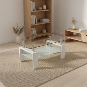 Tavolino moderno nordico piano in vetro temperato trasparente Design contemporaneo per soggiorno Coffeehouse - Product Image 3