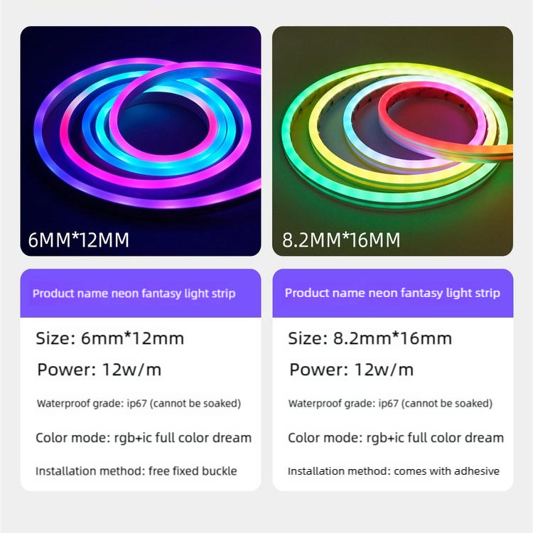 Customizable 24v Smart Led 5m Rgb Neon Flexible Strip Light Decor Colorful Lights with Remote