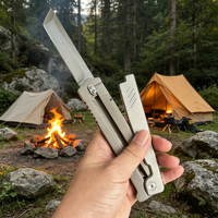 Couteau à radis mécanique à gravité tout en acier, portable, avec étui en cuir noir, manche en bois, pour adulte, EDC, haute dureté, OEM