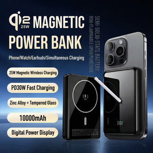 Batterie externe magnétique sans fil Qi2 10000mAh 25W PD30W à charge rapide pour téléphone, montre et écouteurs, batterie semi-solide - Product Image 1