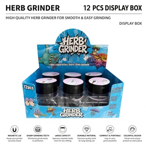 <b>Herb</b> Grinder 12 Pcs Display <b>Box</b> Round Magnetic Metal Dry <b>Herb</b> Grinder With Colorful Art Design For Smooth Grinding - Product Image 1
