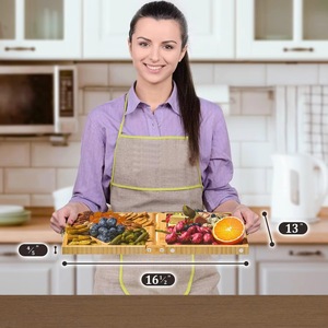 <b>Cheese</b> deli tray <b>set</b> - foldable server tray, foldable bamboo <b>cheese</b> tray with 4 <b>knives</b> - Product Image 4