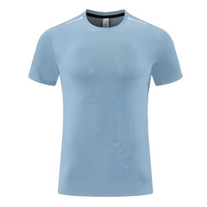 Nueva Ropa Deportiva Europea y Americana para Hombre, Sólida, para Correr, de Secado Rápido, Ajustada, de Manga Corta, Tejida - Product Image 1