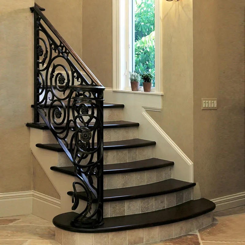 Metal Outdoor Wrought Iron Stair Railing Panels Staircase Villa Stair Railing Handrail Iron Stair Railing