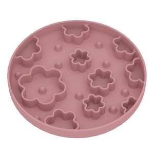 Platos de Alimentación Lenta para Mascotas, Ecológicos, de Silicona de Grado Alimenticio, Forma Redonda, Diseño Elegante, Patrón Sólido, Impermeables, y Tapete Antideslizante - Product Image 1