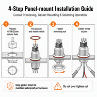 Interrupteur rotatif en acier inoxydable 16mm 19mm 22mm IP67 étanche, sélecteur à verrouillage 2 ou 3 positions, électronique éclairé par LED