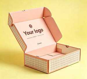 Custom <b>Pink</b> Corrugated Mailer Box Recyclable Kraft Shipping Box with Custom Logo for Cosmetic Skincare <b>Gift</b> Packaging - Product Image 6