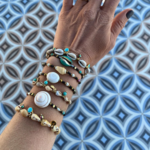 Bracelets de coquillages île <span class=keywords><strong>égée</strong></span> coquillage charmes bracelets de plage grecs mariage d'été bijoux bohème - Product Image 1
