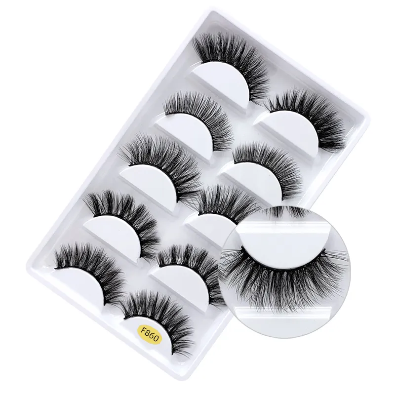 Wholesale Hot Product 5 Pairs Pack Reusable High Quality Multiple Pairs Eyelashes Supplier Faux Mink fur Eyelash