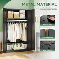 Armoire métallique autoportante verrouillable grande capacité avec étagères réglables pour chambre, dortoir, maison et bureau