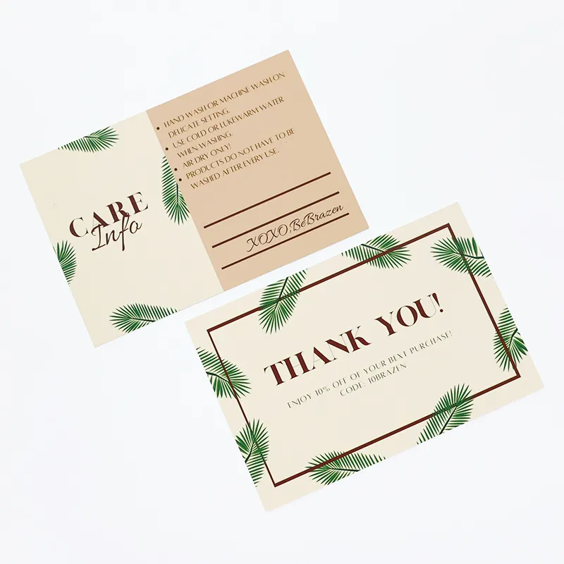 Tarjetas de papel personalizadas, nuevo diseño de moda, 400g, tarjeta postal de agradecimiento con su logotipo