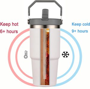 แก้วน้ำพกพาแบบมีหูจับ ปราศจากสาร BPA ขนาด 20 ออนซ์ 30 ออนซ์ ผลิตตามสั่ง ผนังสองชั้นสุญญากาศ สแตนเลสสตีล - Product Image 2