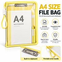 Pochette de rangement A4 en PVC transparent avec presse-papiers intégré et poignée de transport – Organisateur de documents pour l'école et le bureau – Vente en gros personnalisée OEM