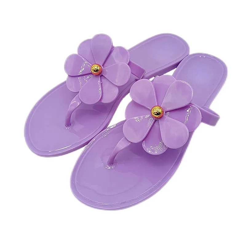 New Designer Candy Color Slides Summer Sandals Women's Sunflower Flat Flip-flops Outdoor Slippers