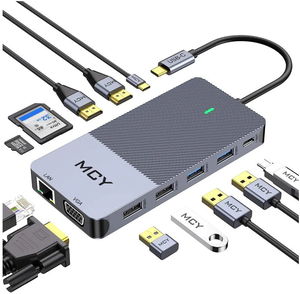 Base de Conexión USB C 12 en 1 con Triple Pantalla, HDMI 4K, LAN, Hub Tipo C con DP para Computadora Portátil y de Escritorio - Product Image 1