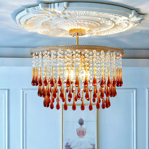 Lustre suspendu <span class=keywords><strong>en</strong></span> <span class=keywords><strong>verre</strong></span> goutte d'eau avec corps <span class=keywords><strong>en</strong></span> fer et base E14, style vintage français, <span class=keywords><strong>en</strong></span> cristal transparent, à LED, vente <span class=keywords><strong>en</strong></span> gros d'usine - Product Image 4