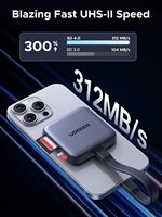 Lecteur de carte magnétique USB C SD 4.0 UGRREN, lecteur de carte portable, adaptateur de lecteur de carte mémoire pour iPhone