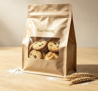 Sachet de boulangerie en papier kraft avec fenêtre transparente, fermeture éclair refermable, qualité alimentaire et résistant à la graisse, pour pâtisseries et biscuits, vente en gros, OEM
