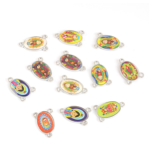 Oval <span class=keywords><strong>santo</strong></span> Jesús reza por nosotros logotipo personalizado etiqueta de la joyería colgante Vintage grabado St encanto de plata - Product Image 1