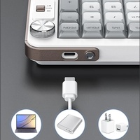 Clavier sans fil double mode BT 2.4G 99 touches à mécanisme ciseaux, rechargeable USB-C avec bouton rotatif pour PC portable, bureau et entreprise