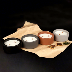 CWM Luxury Round Double <b>Wick</b> Ceramic Scented <b>Candle</b> with Wood <b>Wick</b> Matte Finish <b>for</b> Home Decoration <b>for</b> Christmas - Product Image 1