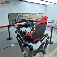 Simulador de Conducción con Plataforma de Movimiento, Soporte para 3 Monitores, Juego Completo Moza, Cabina de Simulación de Carreras