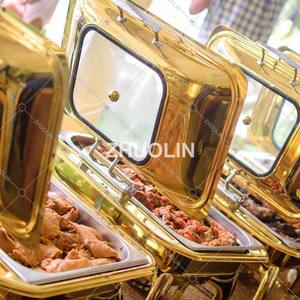 Samobares <span class=keywords><strong>para</strong></span> Buffet de Lujo, Calentador de Comida con Tapa Colgante Dorada, Exhibidor de Comida Caliente, Juego de Servicio <span class=keywords><strong>para</strong></span> Buffet - Product Image 6