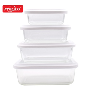 Récipient alimentaire en verre à haute teneur en borosilicate de vente chaude avec couvercle transparent en verre; boîte à lunch en verre; récipient de préparation de <span class=keywords><strong>repas</strong></span> - Product Image 1