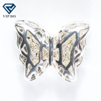 Großhandels preis hochwertige Silber platte Schmetterling Halskette Ohrringe Brosche Hohl kristall Inset Zirkon DIY Schmuck Zubehör