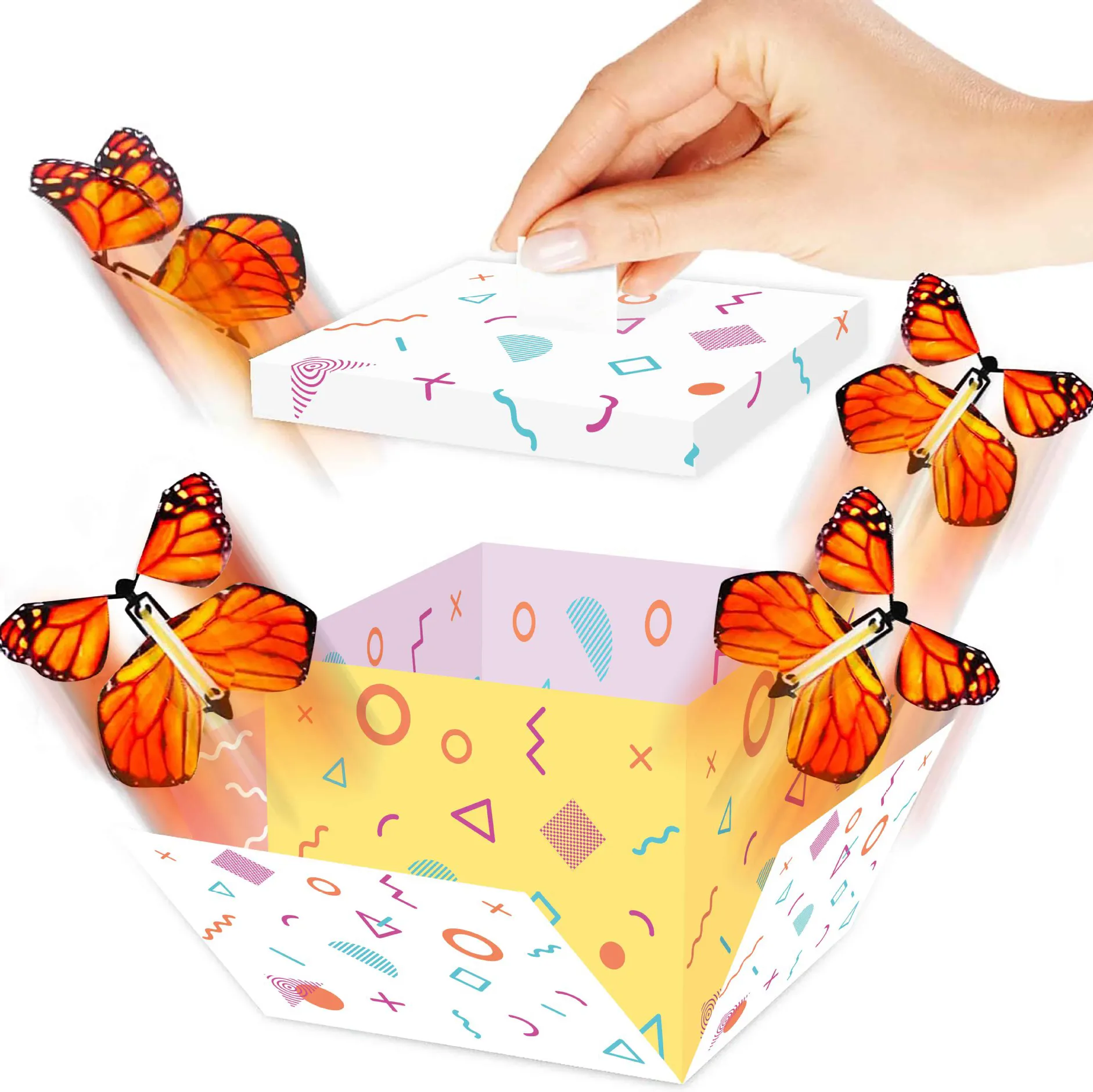 Surprise Magic Flying Butterfly Fairy Toys For Children In Box Great Surprise Colorful Butterfly Explosion Box Gift Box DIY