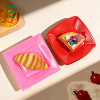 Assiettes en plastique PS jetables multicolores personnalisables pour mariage, fête, restaurant, assiettes en plastique pour aliments