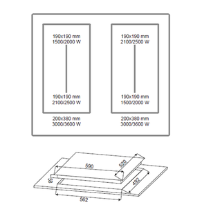 Table de cuisson à induction encastrable 4 brûleurs 2 zones flexibles avec commande tactile par capteur 7200W haute puissance pour usage domestique en cuisine - Product Image 3