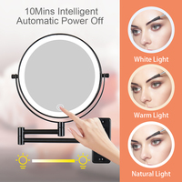 Miroir grossissant de maquillage Rechargeable à Double face, 10 fois fixé au mur, mobile et extensible de 8 pouces
