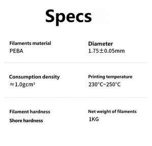 Filament d'impression 3D élastique PEBA 1,75 mm multicolore, résistant, anti-colmatage, pour soutien de semelles intérieures confortables - Product Image 4