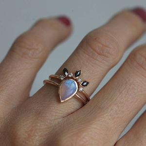 New Arrival 925 Silver Vintage Style <strong>Dainty</strong> <strong>Rings</strong> 14k Gold Pearl Cut Natural Opal Women Gemstone <strong>Ring</strong> - Product Image 6