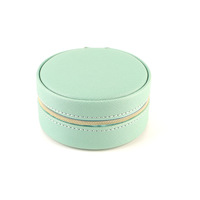 Boîte de rangement ronde pour bijoux en cuir PU, boucles d'oreilles pour femmes et filles