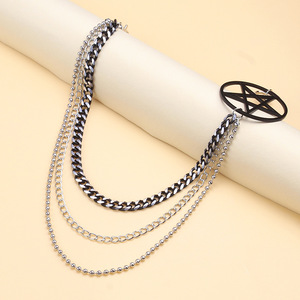 Cadena de Pantalón de Tres Capas con Anillo de Estrella de Cinco Puntas, Cadena de Cintura de Aleación de Zinc para Halloween, Moda Hip Hop - Product Image 3