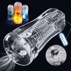 Transparent Manual Aircraft Cup Male Masturbation Toy <b>Vibrating</b> Clip Suction Realistic Trainer Adult Sex Toy - Product Image 1