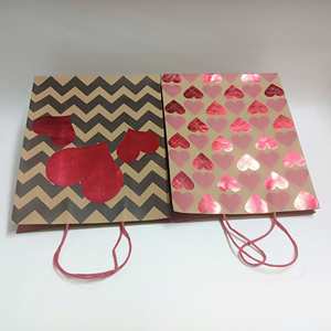SP2673 Wholesale logo High Quality Reusable Kraft Paper Gift <b>Bags</b> with Heart <b>Glitter</b> - Product Image 6