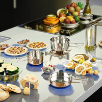 Kit de cuisine de camping portable moderne en acier inoxydable, ensemble de poêles durables, couvercle de casserole, compatible gaz et induction, capacité 1-2L