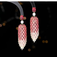Mode cubique zircone boucles d'oreilles femmes concepteur pierres précieuses Long gland boucles d'oreilles pour femmes accessoires de fête de mariage cadeaux