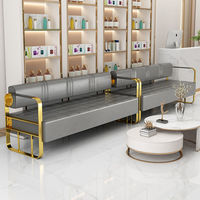 Mobiliario Dorado para Salón de Belleza y Barbería Silla de Espera Sofá de Espera de Alta Calidad
