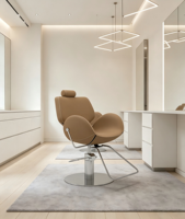 Fauteuil de Barbier Ergonomique Moderne Camel avec Appui-tête, Chaise de Salon Hydraulique à Vendre