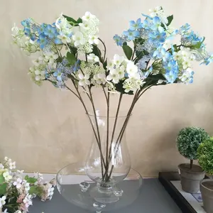 KEWEI-J650 홈 장식 꽃 빛 블루 인공 수국 꽃 과일 실크 수국 인공 꽃