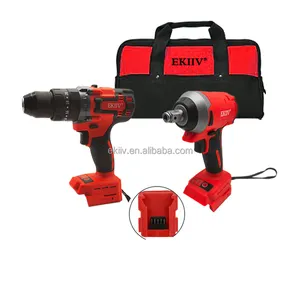 EKIIV Factory Supply OEM Full Range 4ah 5Ah 6AH lithium Battery cordless drill set impact wrench combo kits tools set