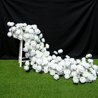 Guirlande de fleurs artificielles épaissies 200 * 40 cm, grande guirlande de roses blanches longues, utilisée pour la décoration de la table principale de mariage