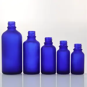 Glazen Cosmetische Druppelaar Serum Flessen Matte Blauwe Glazen Druppelaar Etherische Olie Fles 10 Ml